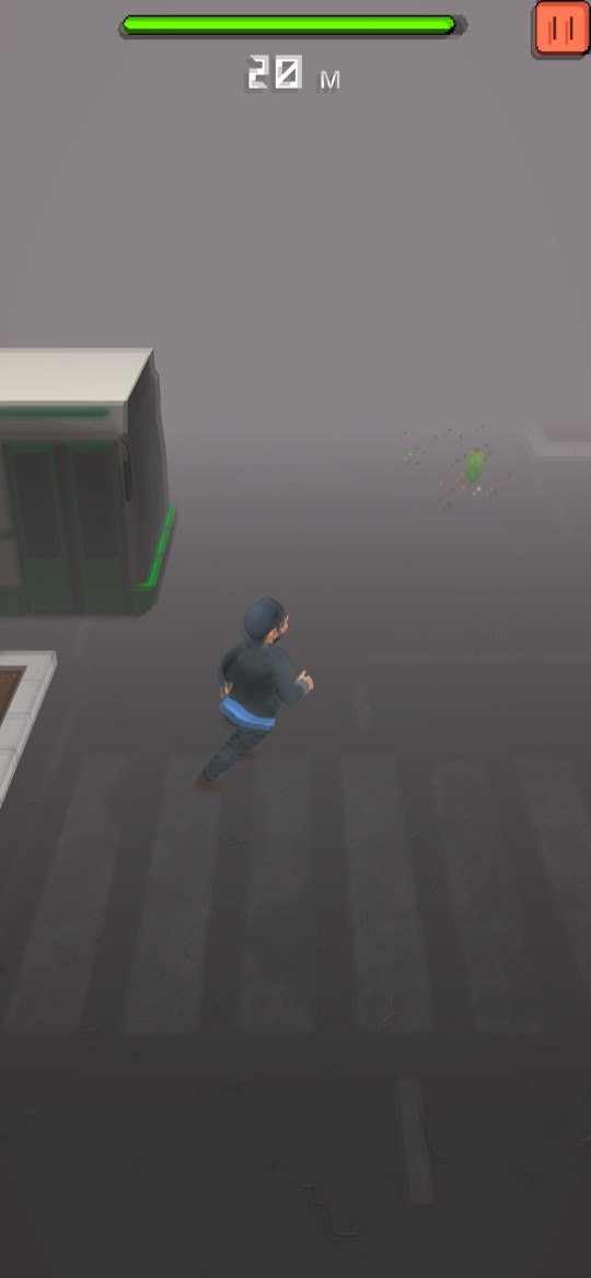 Crossing a street as a bus passes